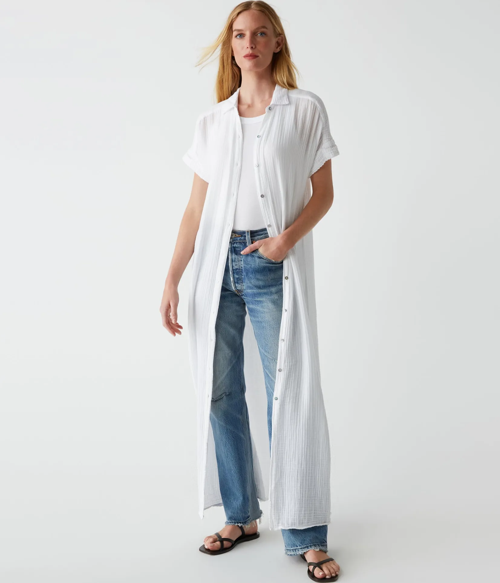 allen_gauze_shirt_dress_0.webp Michael Stars Allen Gauze Shirt Dress- Dresses | Maxi Dresses