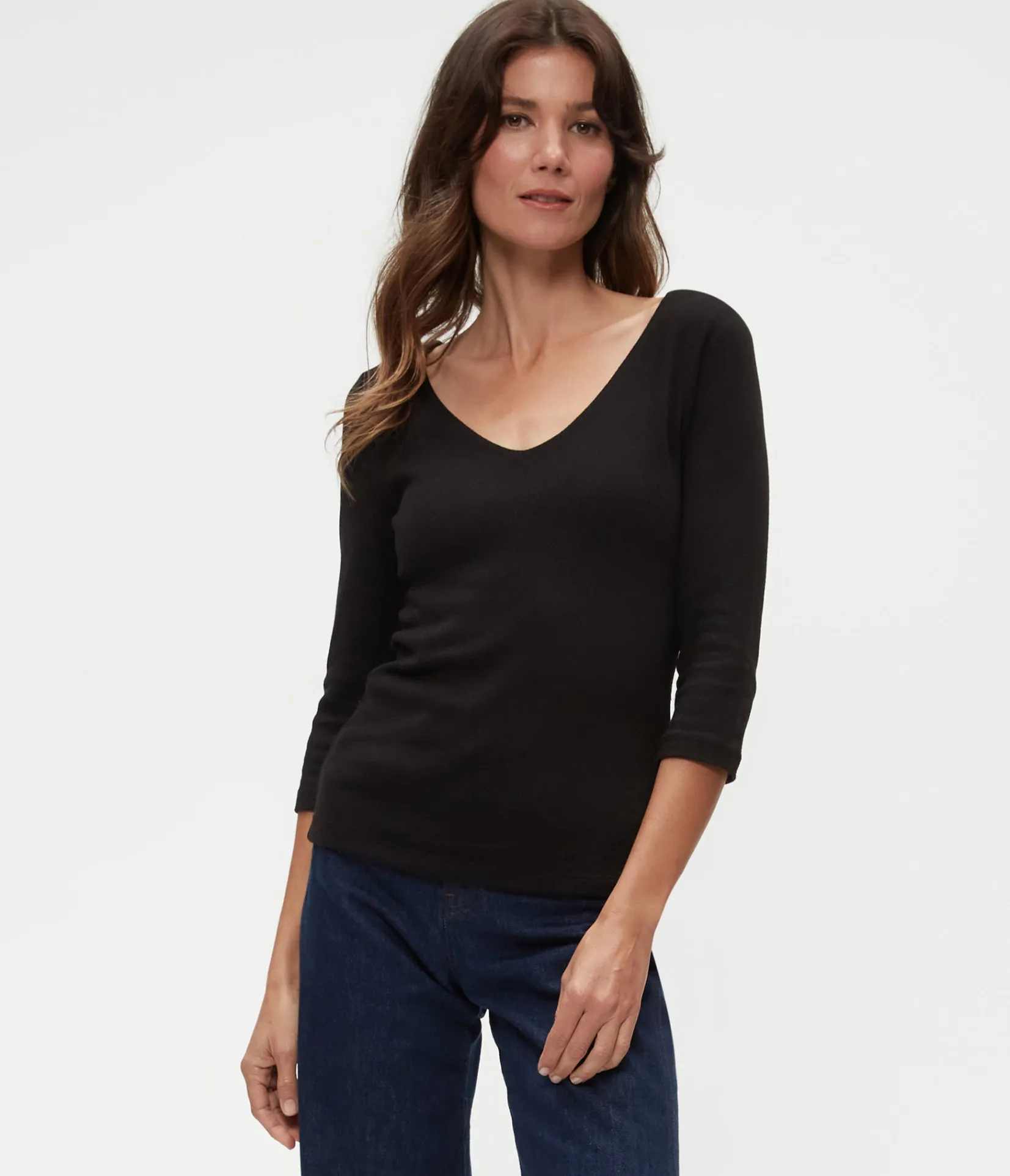 angelina_shine_vneck_tee_10.webp Michael Stars Angelina Shine V-Neck Tee- T-Shirts | Shine T-Shirts