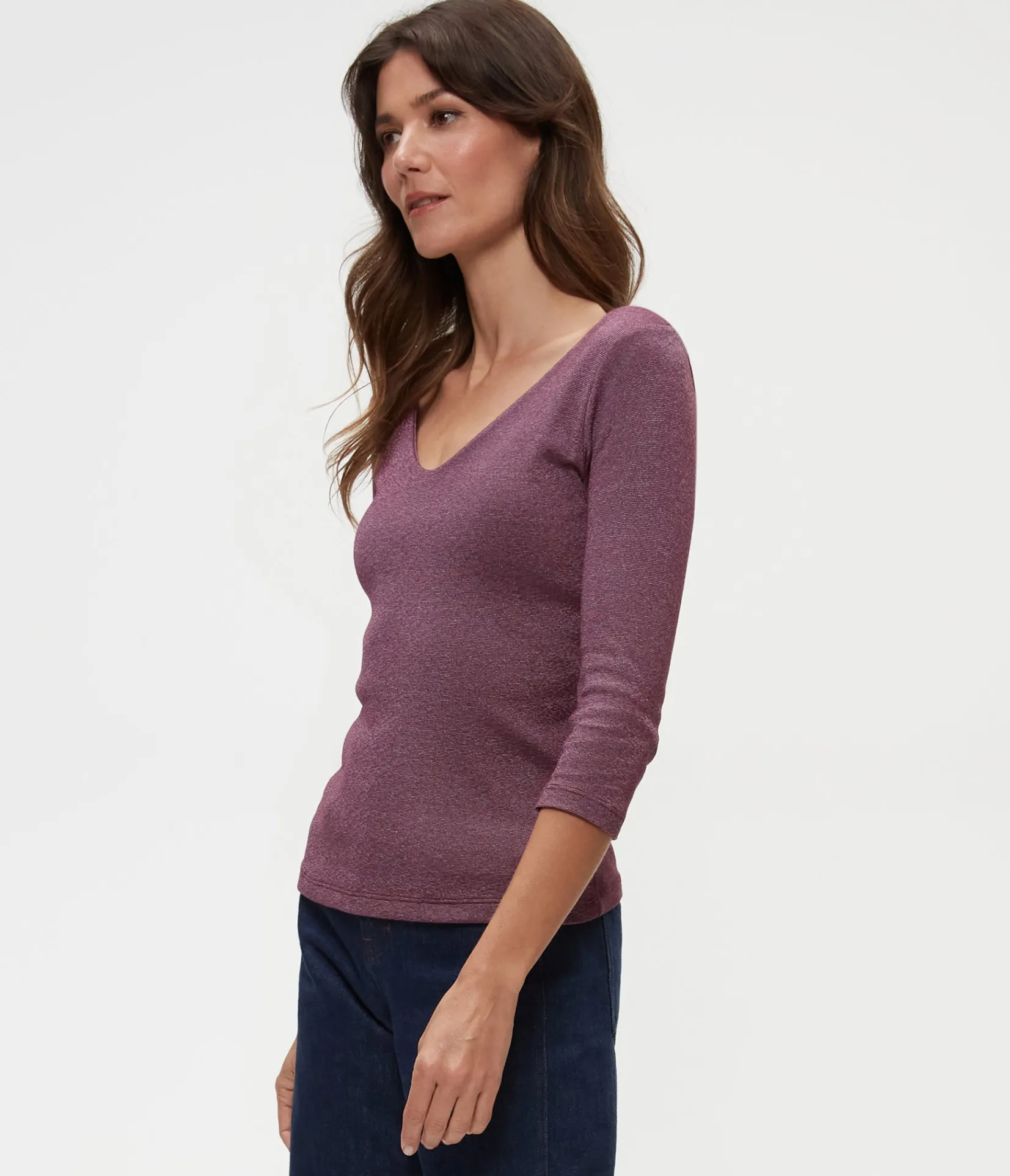 angelina_shine_vneck_tee_14.webp Michael Stars Angelina Shine V-Neck Tee- T-Shirts | Shine T-Shirts