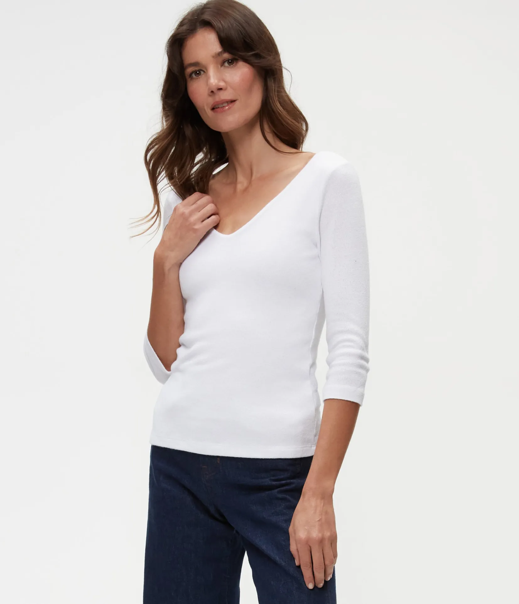 angelina_shine_vneck_tee_2.webp Michael Stars Angelina Shine V-Neck Tee- T-Shirts | Shine T-Shirts