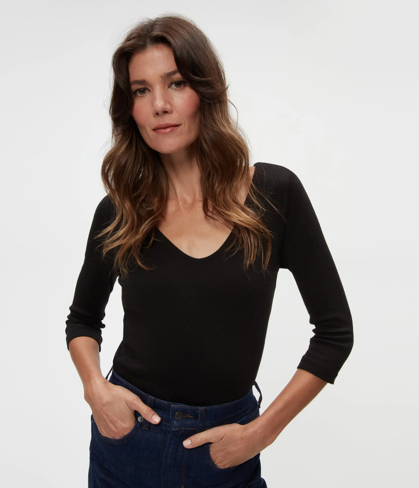 angelina_shine_vneck_tee_8.webp Michael Stars Angelina Shine V-Neck Tee- T-Shirts | Shine T-Shirts