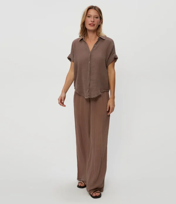 Michael Stars Bailey Gauze Button Down Shirt- Tops, Blouses & Shirts