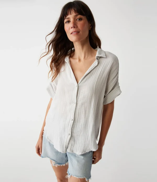 Michael Stars Bailey Gauze Button Down Shirt- Tops, Blouses & Shirts