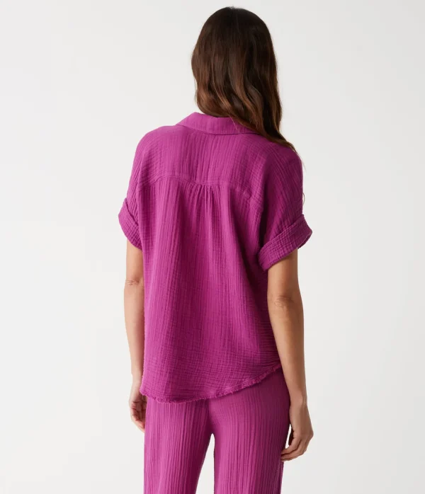 Michael Stars Bailey Gauze Button Down Shirt- Tops, Blouses & Shirts