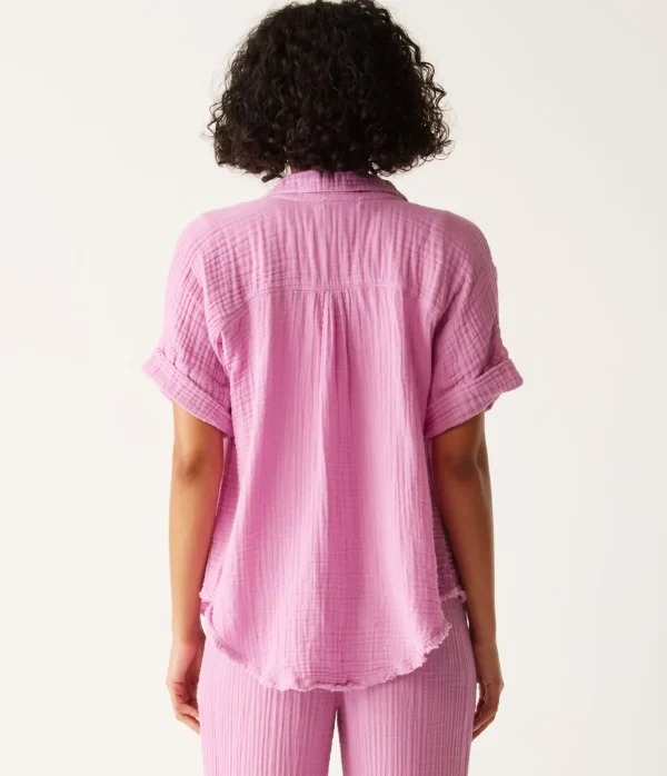 Michael Stars Bailey Gauze Button Down Shirt- Tops, Blouses & Shirts