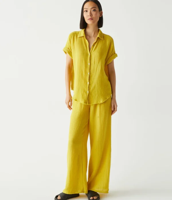 Michael Stars Bailey Gauze Button Down Shirt- Tops, Blouses & Shirts