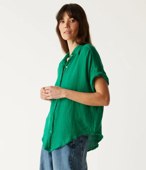 Michael Stars Bailey Gauze Button Down Shirt- Tops, Blouses & Shirts