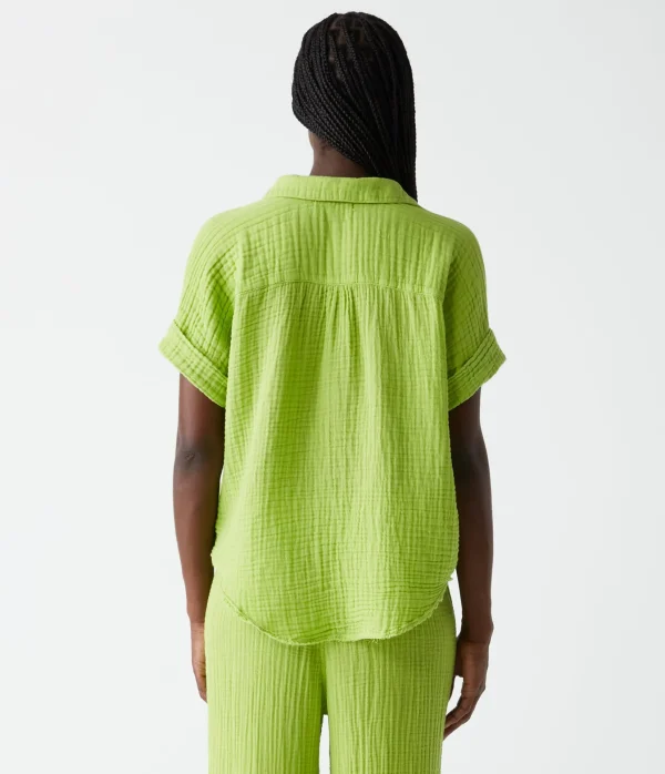 Michael Stars Bailey Gauze Button Down Shirt- Tops, Blouses & Shirts