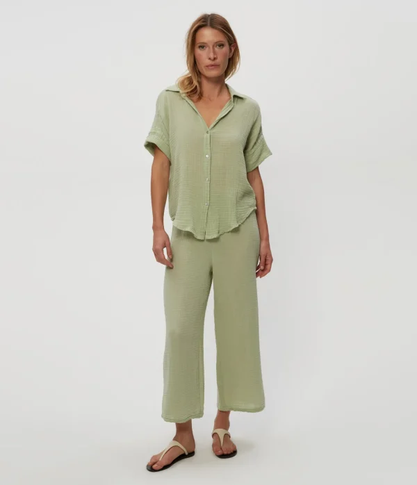 Michael Stars Bailey Gauze Button Down Shirt- Tops, Blouses & Shirts