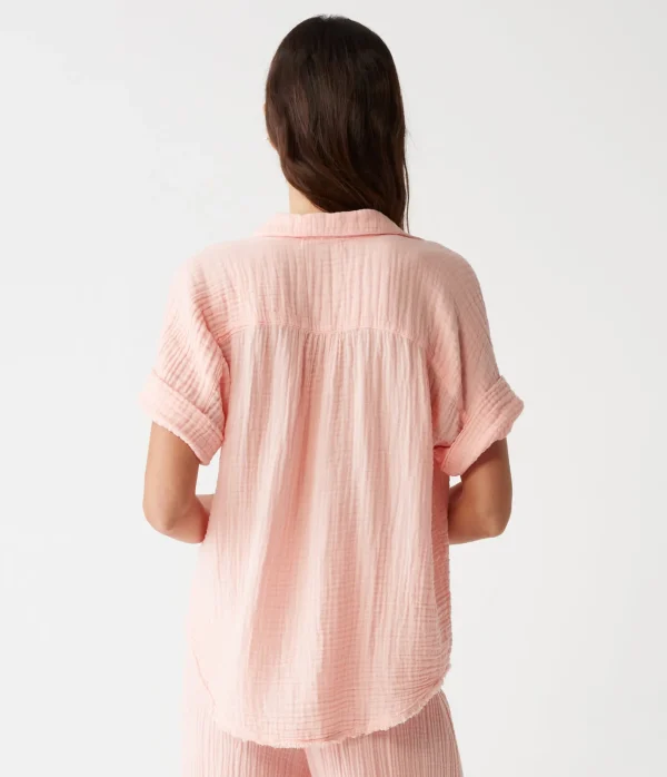 Michael Stars Bailey Gauze Button Down Shirt- Tops, Blouses & Shirts