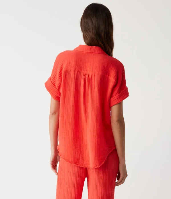 Michael Stars Bailey Gauze Button Down Shirt- Tops, Blouses & Shirts