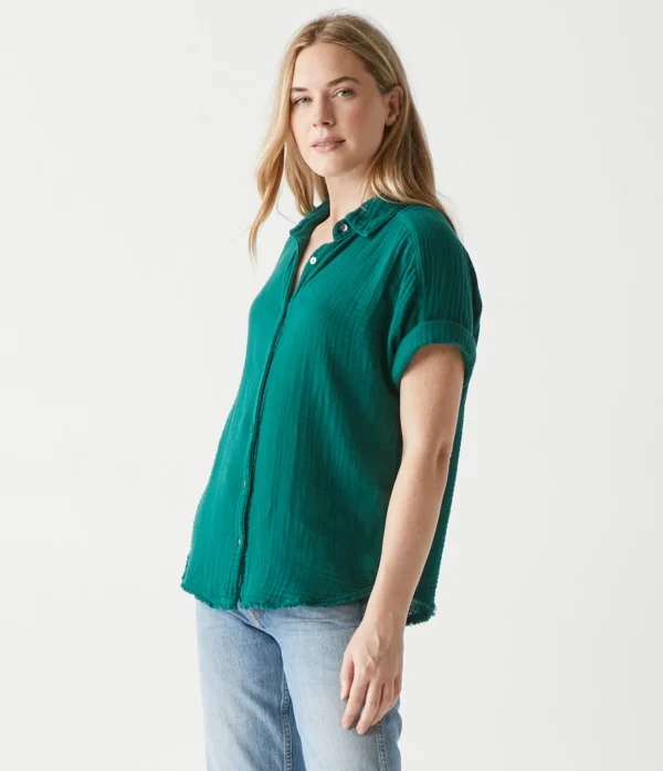 Michael Stars Bailey Gauze Button Down Shirt- Tops, Blouses & Shirts