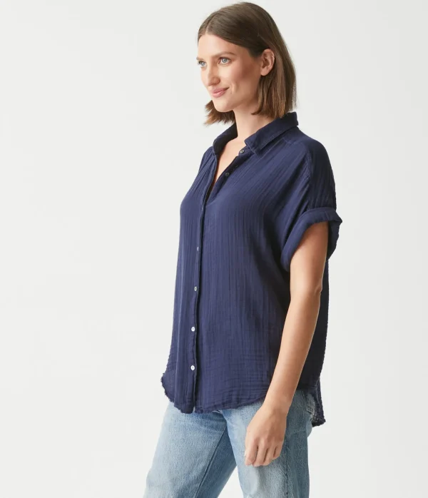 Michael Stars Bailey Gauze Button Down Shirt- Tops, Blouses & Shirts