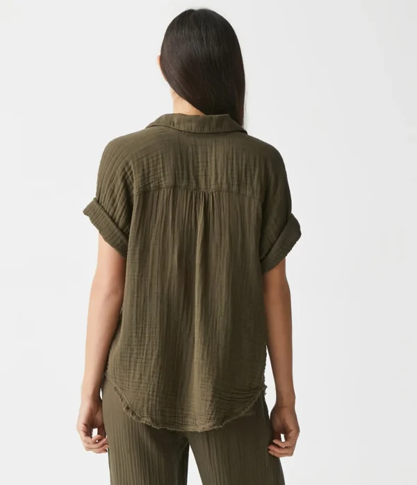 Michael Stars Bailey Gauze Button Down Shirt- Tops, Blouses & Shirts
