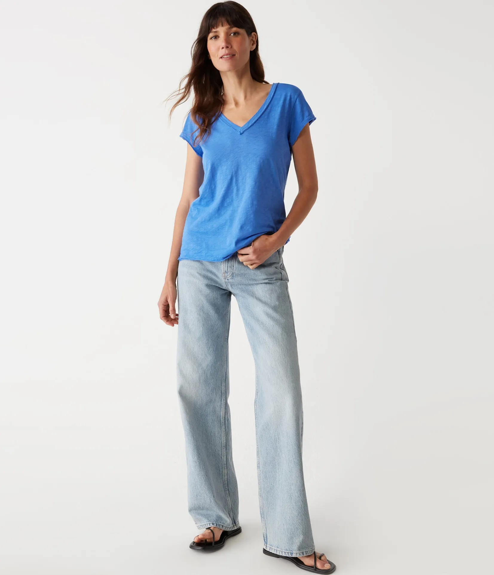 baxter_vneck_tee_45.webp Michael Stars Baxter V-Neck Tee- T-Shirts | Supima Cotton T-Shirts