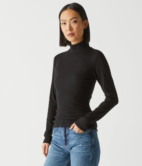 Michael Stars Beck Ribbed Turtleneck- T-Shirts | Ultra Rib T-Shirts