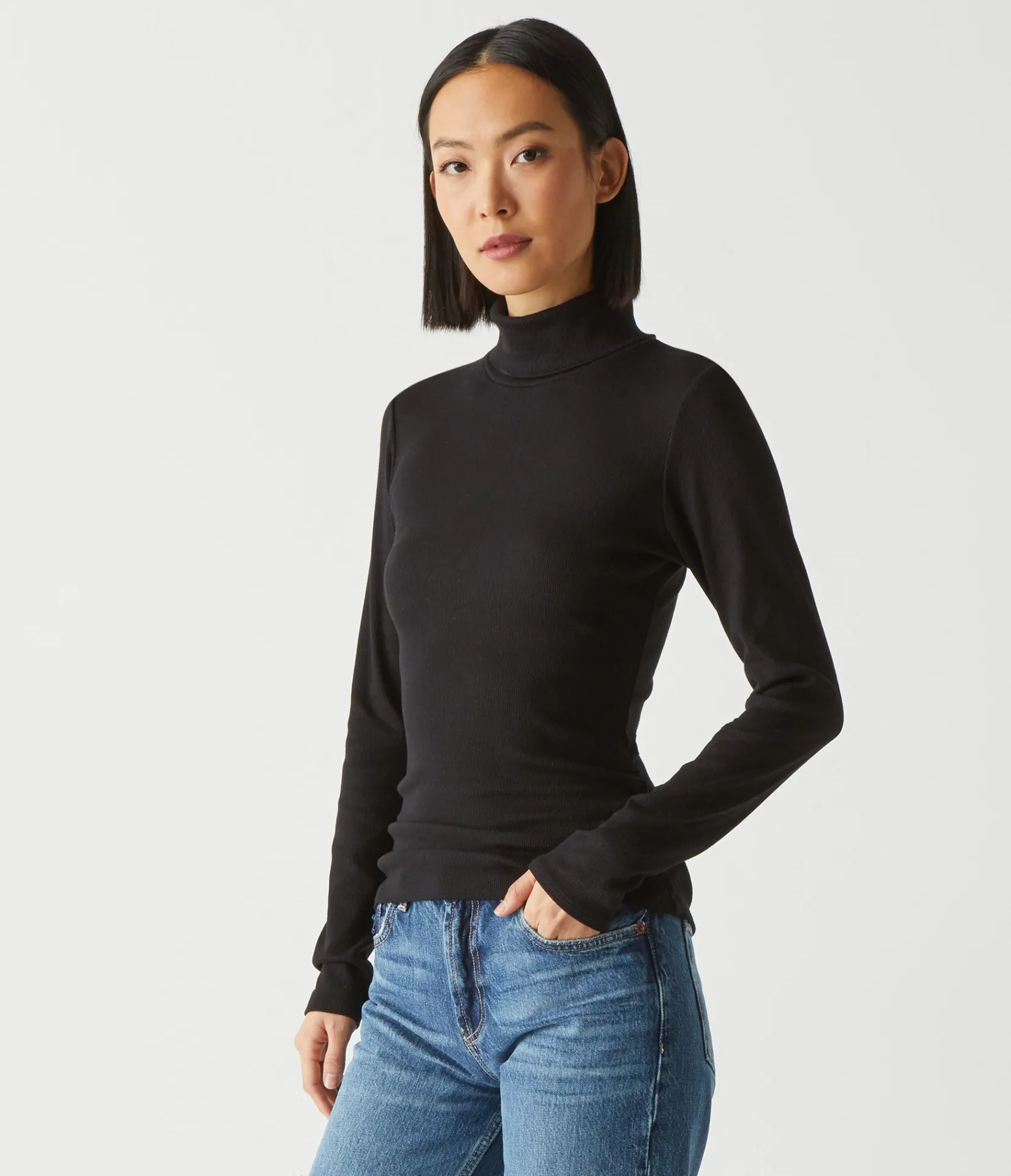 beck_ribbed_turtleneck_6.webp Michael Stars Beck Ribbed Turtleneck- T-Shirts | Ultra Rib T-Shirts