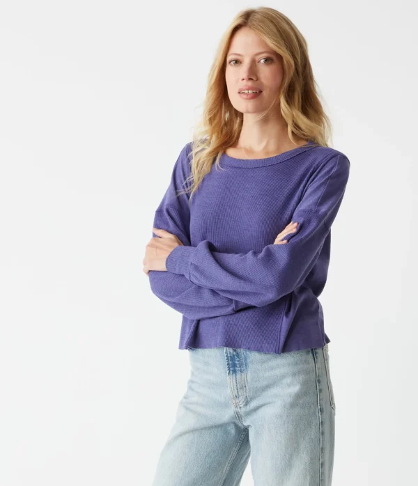 Michael Stars Cait Mixed Fabric Tee- T-Shirts | Loungewear