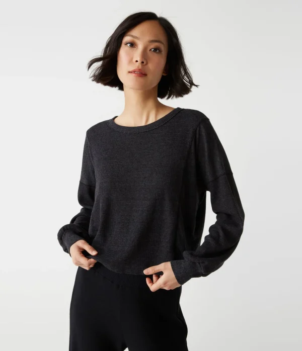 Michael Stars Cait Mixed Fabric Tee- T-Shirts | Loungewear