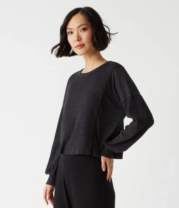 Michael Stars Cait Mixed Fabric Tee- T-Shirts | Loungewear