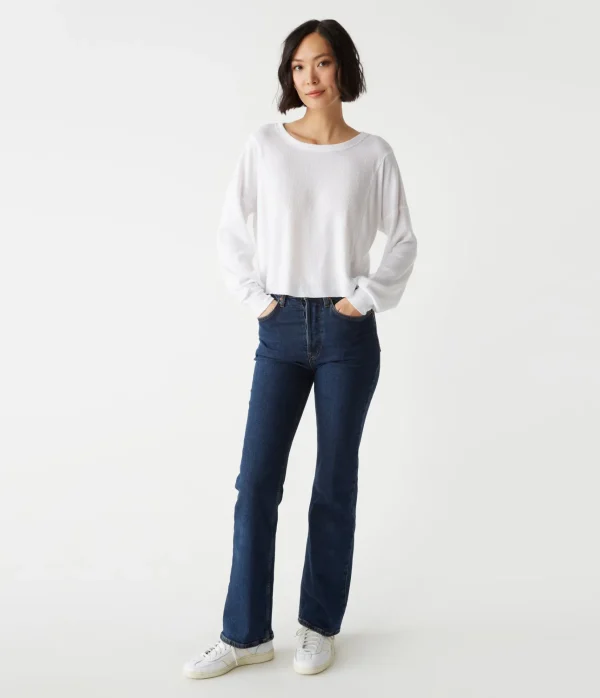 Michael Stars Cait Mixed Fabric Tee- T-Shirts | Loungewear