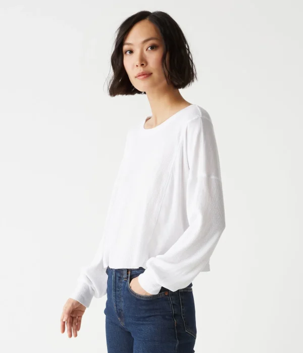 Michael Stars Cait Mixed Fabric Tee- T-Shirts | Loungewear