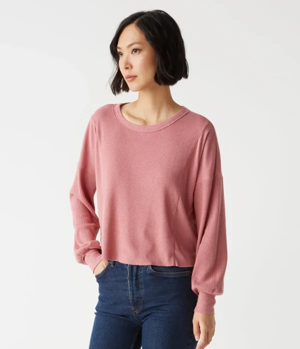 Michael Stars Cait Mixed Fabric Tee- T-Shirts | Loungewear