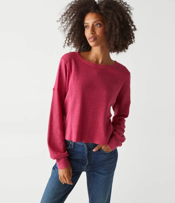 Michael Stars Cait Mixed Fabric Tee- T-Shirts | Loungewear