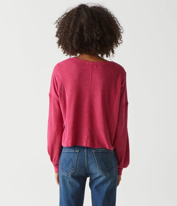 Michael Stars Cait Mixed Fabric Tee- T-Shirts | Loungewear