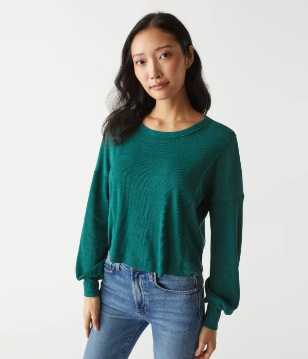 Michael Stars Cait Mixed Fabric Tee- T-Shirts | Loungewear