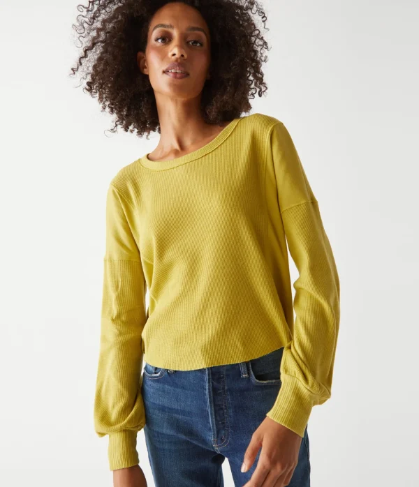 Michael Stars Cait Mixed Fabric Tee- T-Shirts | Loungewear