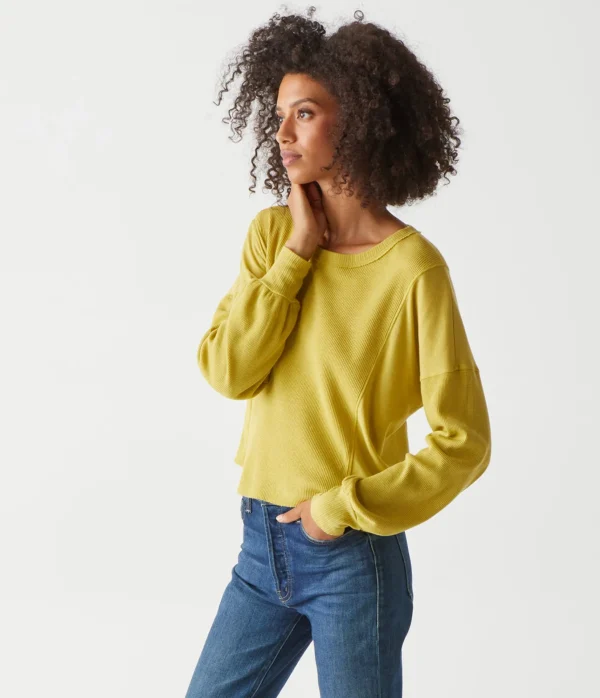 Michael Stars Cait Mixed Fabric Tee- T-Shirts | Loungewear