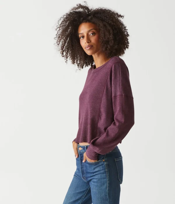 Michael Stars Cait Mixed Fabric Tee- T-Shirts | Loungewear