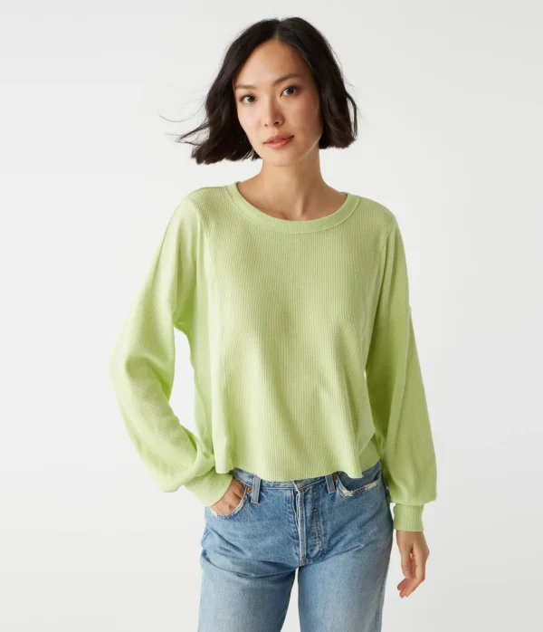Michael Stars Cait Mixed Fabric Tee- T-Shirts | Loungewear