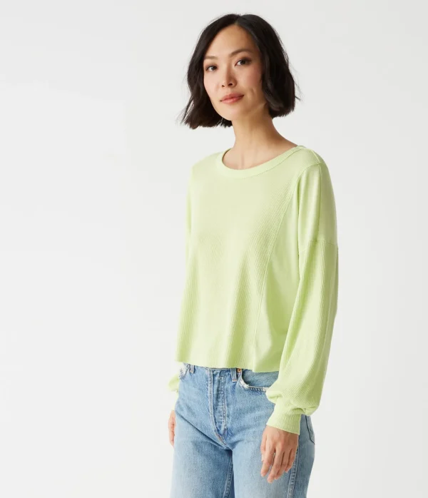 Michael Stars Cait Mixed Fabric Tee- T-Shirts | Loungewear