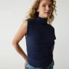 Michael Stars Campbell Mock Neck Crinkle Top- Tops, Blouses & Shirts | T-Shirts
