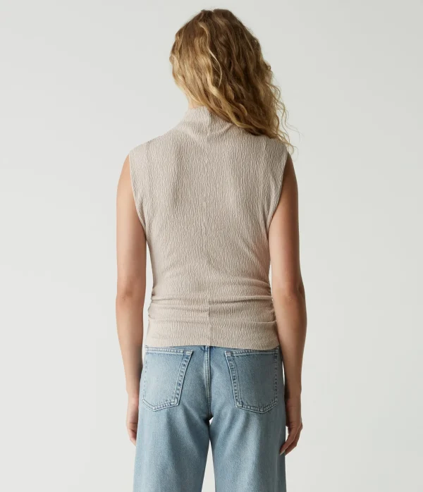 Michael Stars Campbell Mock Neck Crinkle Top- Tops, Blouses & Shirts | T-Shirts