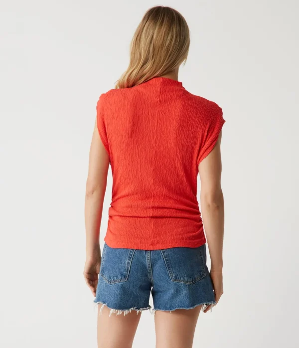Michael Stars Campbell Mock Neck Crinkle Top- Tops, Blouses & Shirts | T-Shirts