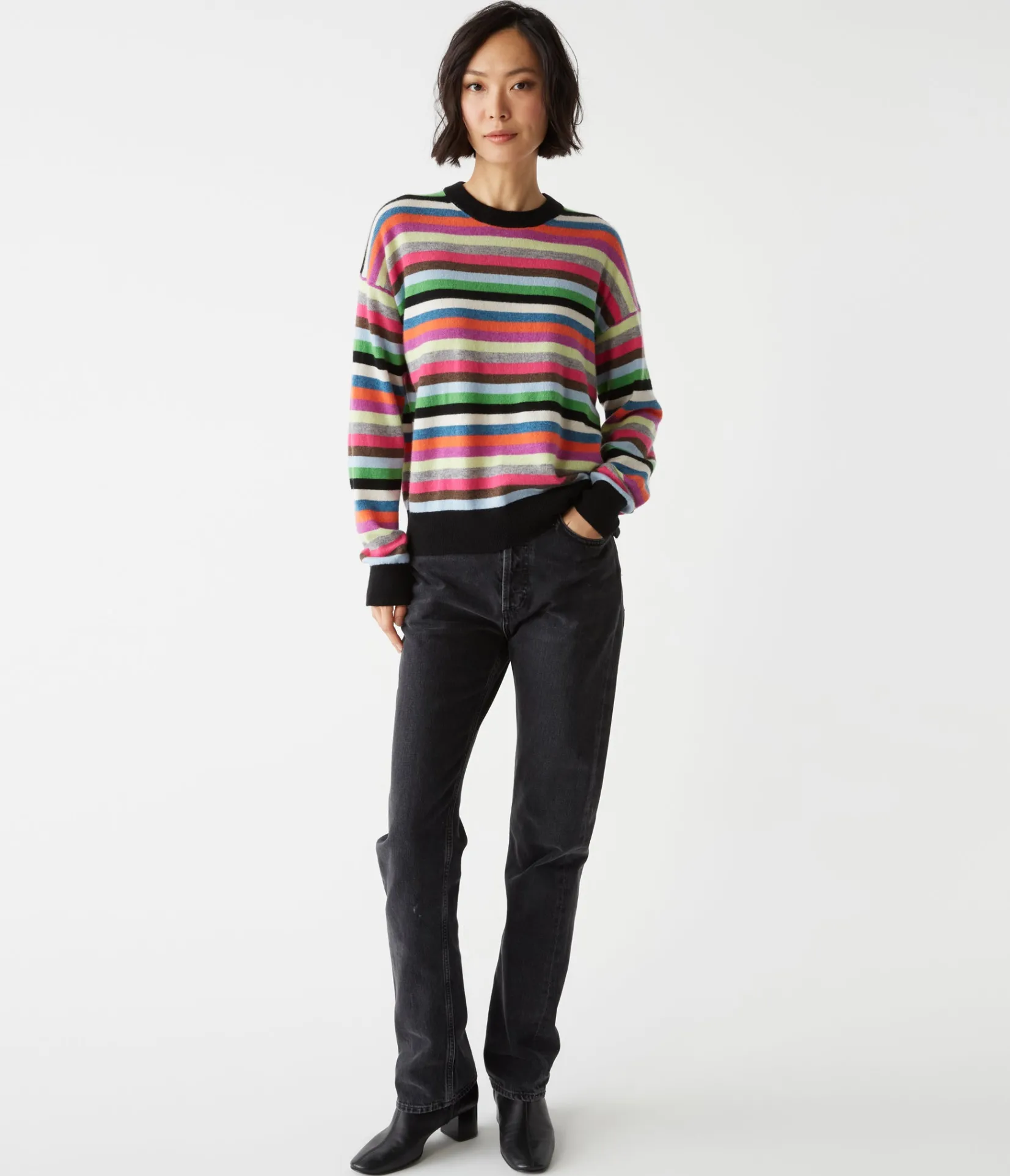 celeste_striped_crew_neck_cashmere_sweater_1.webp Michael Stars Celeste Striped Crew Neck Cashmere Sweater- Sweaters & Cardigans