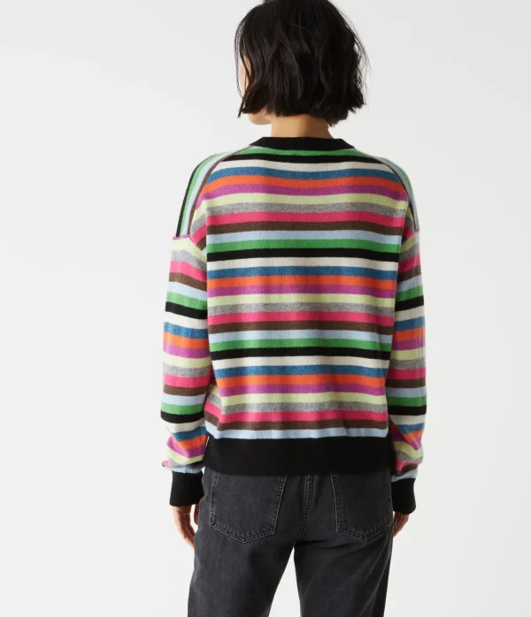 Michael Stars Celeste Striped Crew Neck Cashmere Sweater- Sweaters & Cardigans