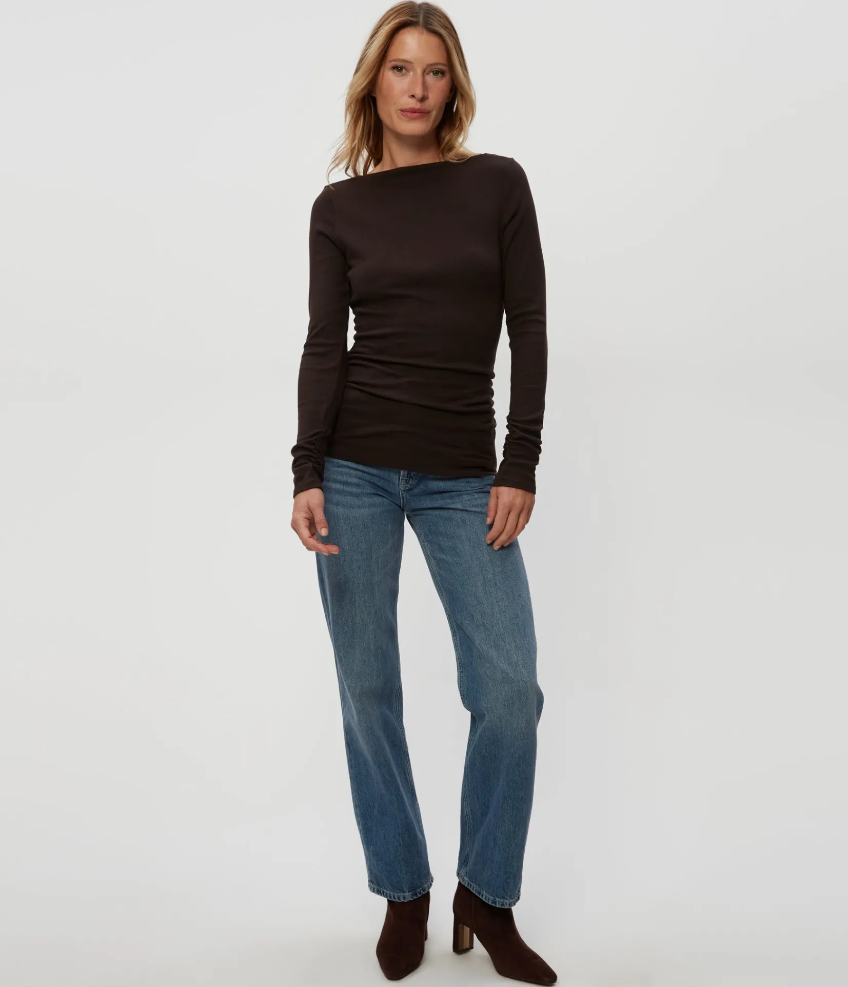 clarke_ruched_tee_26.webp Michael Stars Clarke Ruched Tee- T-Shirts | Ultra Rib T-Shirts
