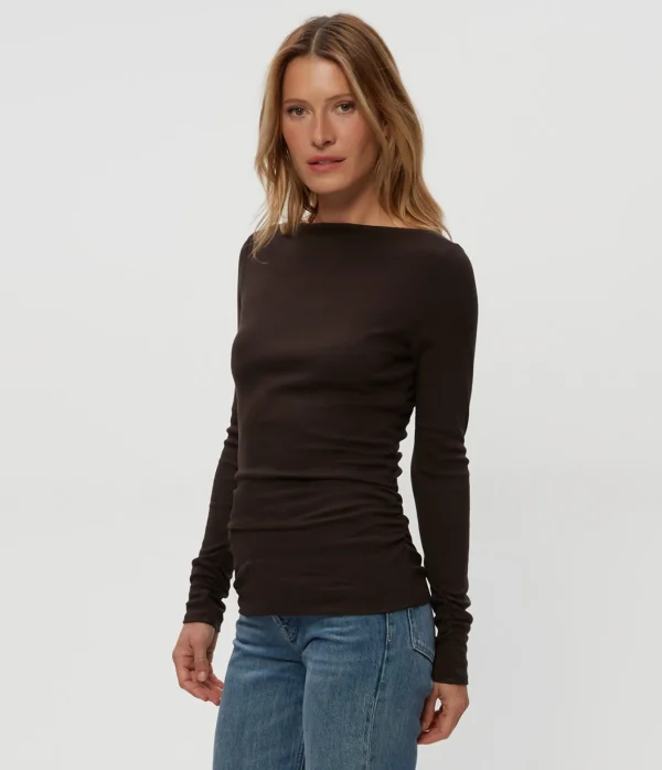 Michael Stars Clarke Ruched Tee- T-Shirts | Ultra Rib T-Shirts