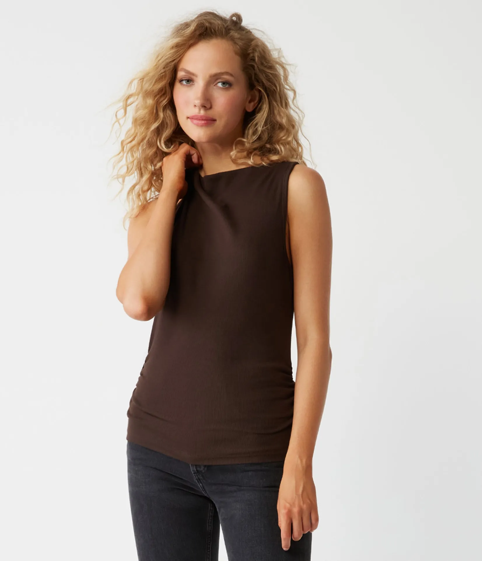 coco_ruched_tank_10.webp Michael Stars Coco Ruched Tank- Tank Tops | Ultra Rib T-Shirts