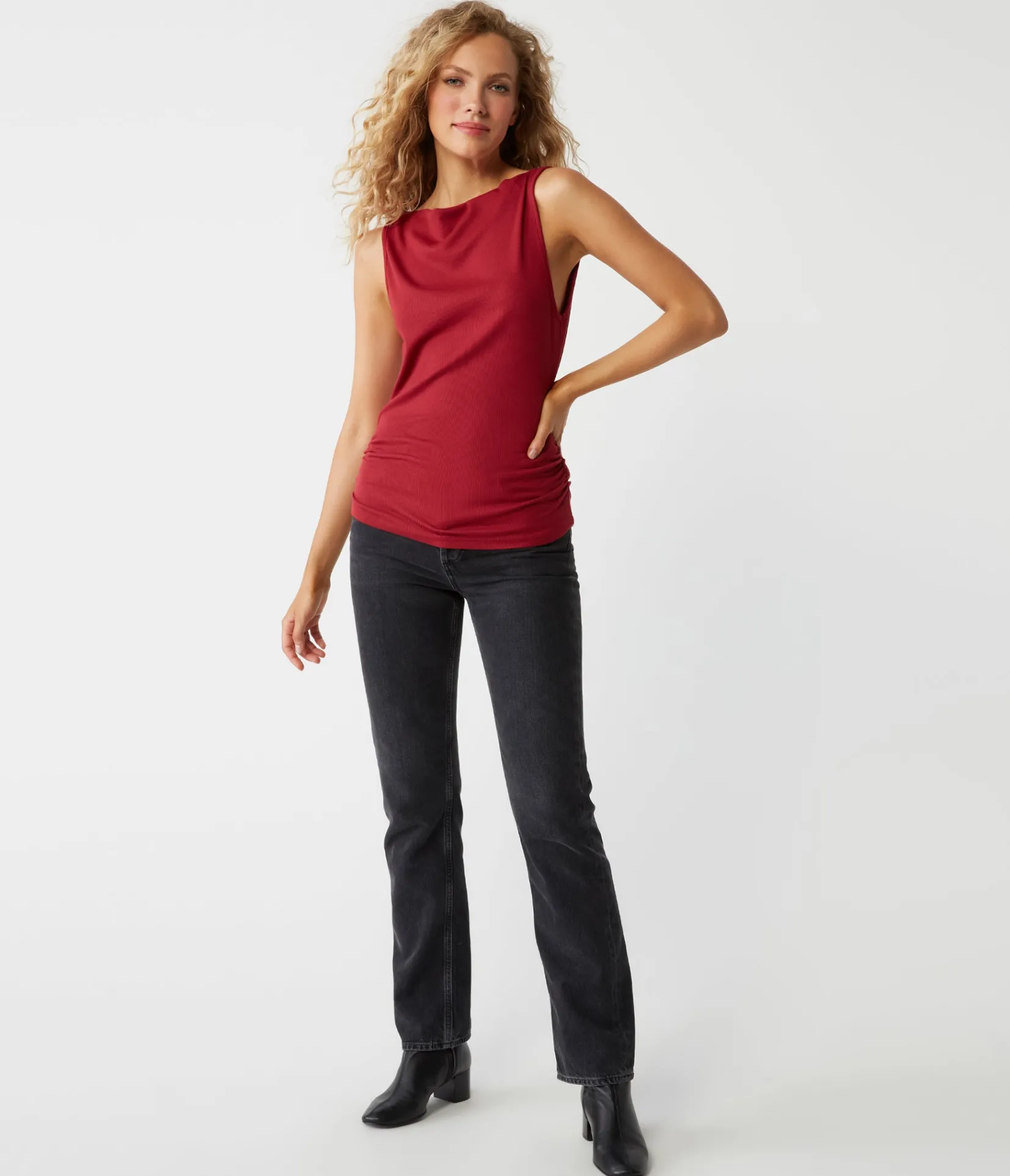 coco_ruched_tank_17.webp Michael Stars Coco Ruched Tank- Tank Tops | Ultra Rib T-Shirts