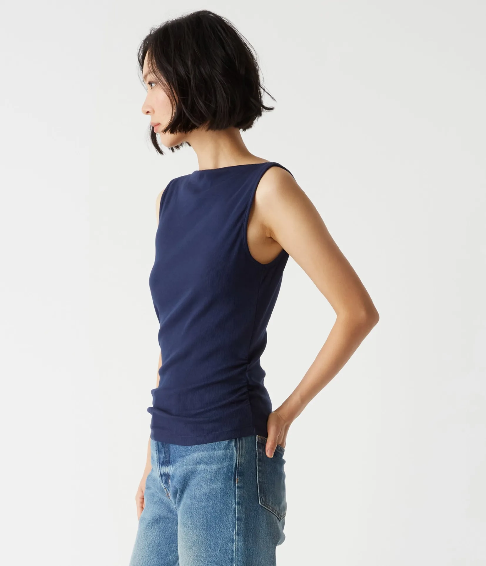 coco_ruched_tank_2.webp Michael Stars Coco Ruched Tank- Tank Tops | Ultra Rib T-Shirts