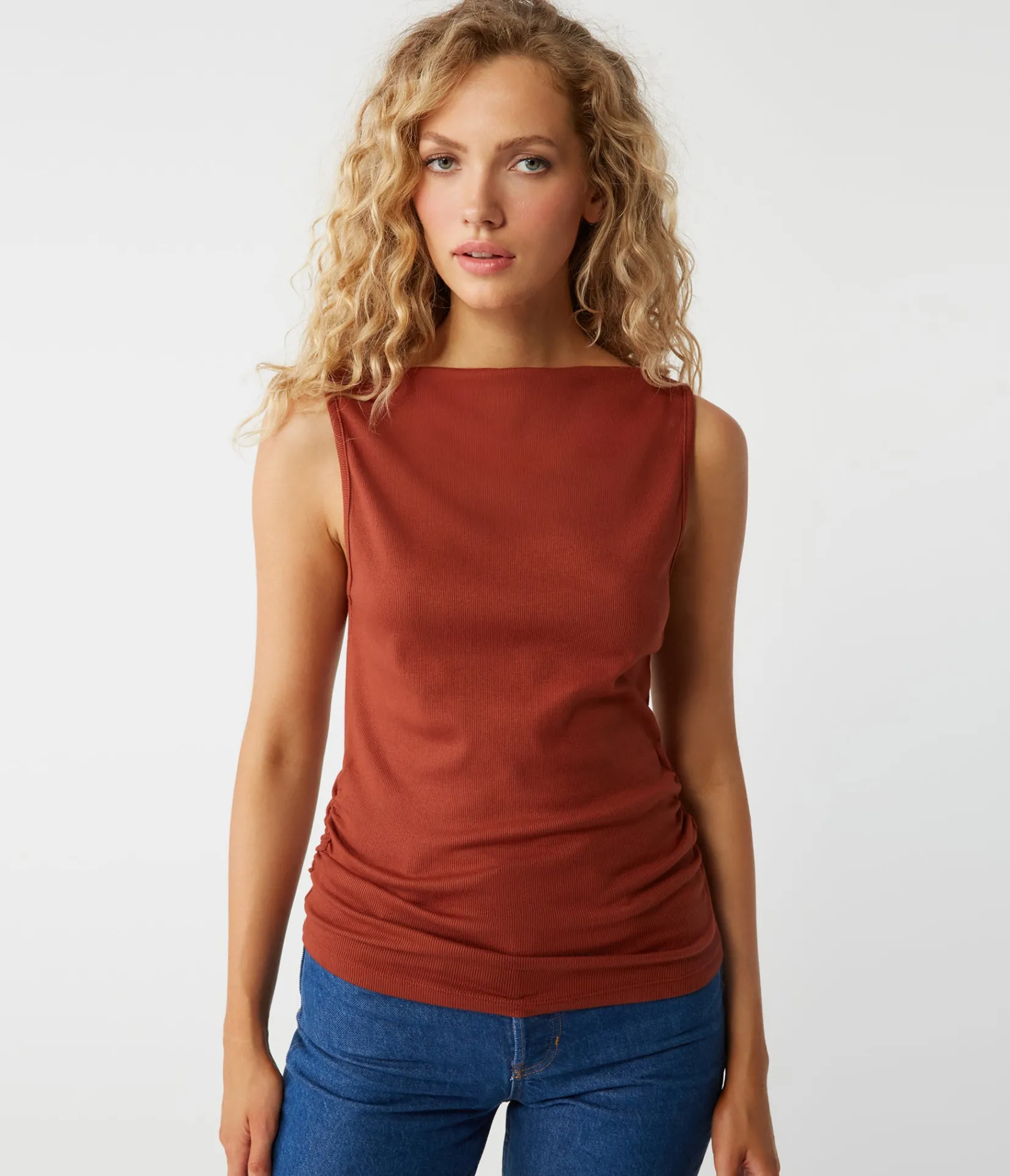 coco_ruched_tank_24.webp Michael Stars Coco Ruched Tank- Tank Tops | Ultra Rib T-Shirts