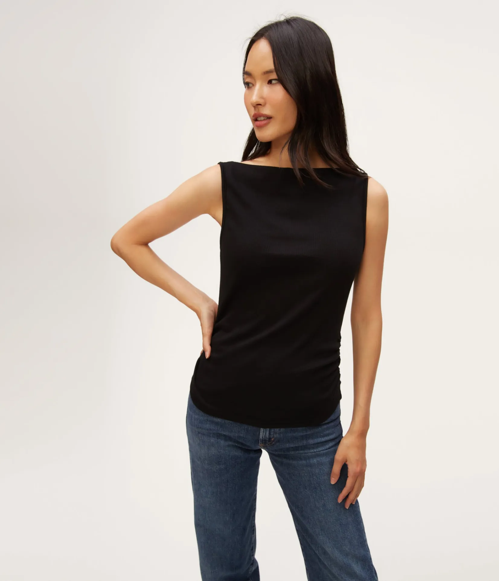 coco_ruched_tank_28.webp Michael Stars Coco Ruched Tank- Tank Tops | Ultra Rib T-Shirts