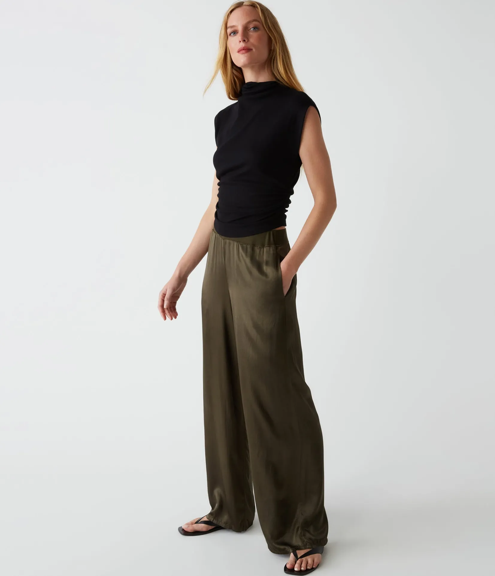 cyrus_satin_pant_22.webp Michael Stars Cyrus Satin Pant- Pants, Shorts & Skirts