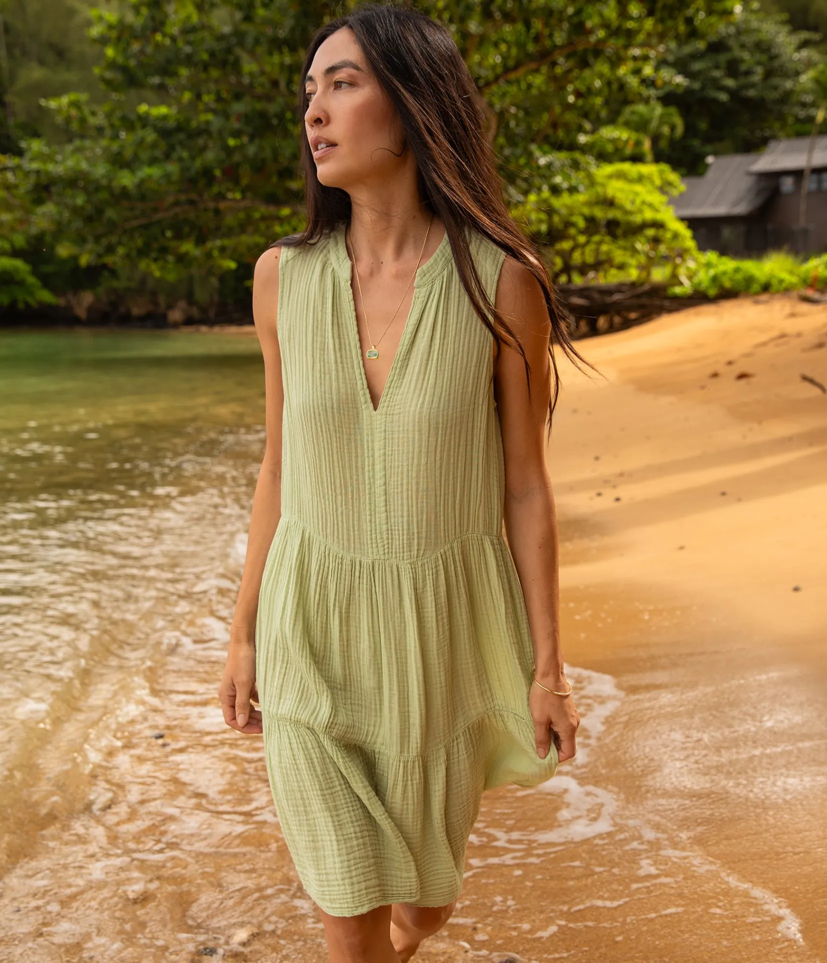 daisy_gauze_dress_0.webp Michael Stars Daisy Gauze Dress- Dresses | Knee Length Dresses