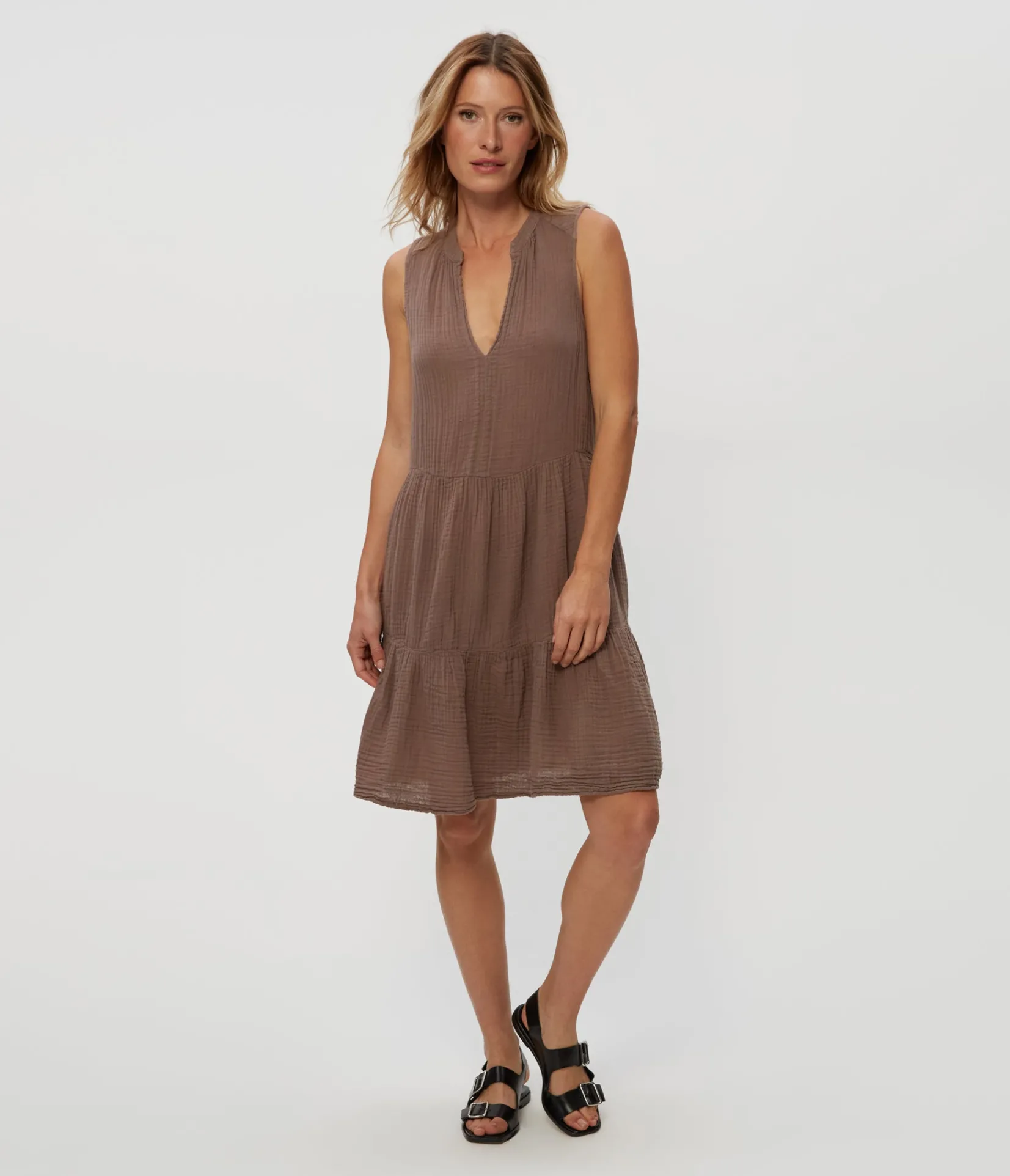 daisy_gauze_dress_26.webp Michael Stars Daisy Gauze Dress- Dresses | Knee Length Dresses